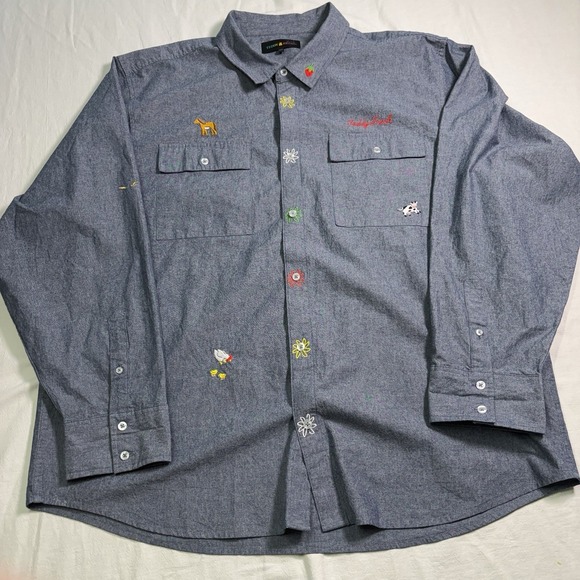 Teddy Fresh Other - Teddy Fresh Shirt Adult Men's 3XL Button Long Sleeve Embroidery Animals Floral